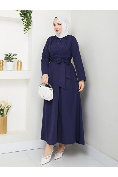 Giza Giyim Γυναικείο φόρεμα χιτζάμπ με κουμπιά με σταθερή ζώνη με κουμπιά