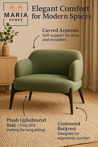 MARIA HOMES Modern Olive Green Accent Chair