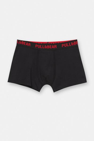 Pull & Bear 3'lü kırmızı logolu boxer paketi