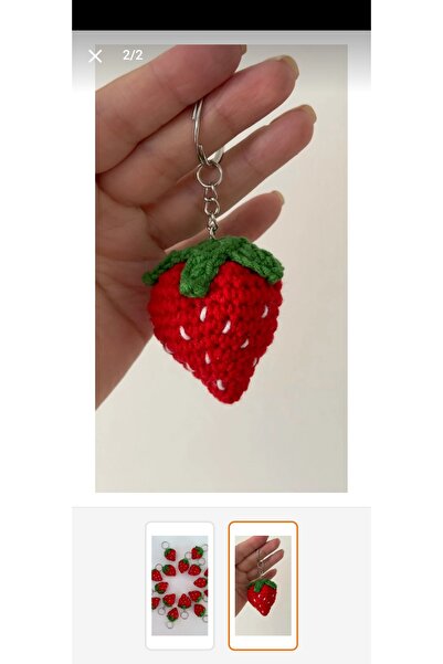 MİNİSSTORE Amigurumi çilek anahtarlık dikiz aynası süsü