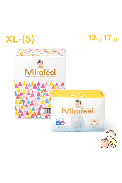 Mirafeel حفاضات (2*1) يابانية (نمط كلوت)، مقاس 5 (12-17 كجم)، 144 حفاضة