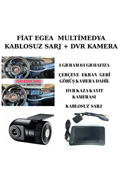 CarSmarT FİAT EGEA 2015/2022 MULTİMEDYA 4-64 + KABLOSUZ SARJ + DVR KAZA KAYIT...