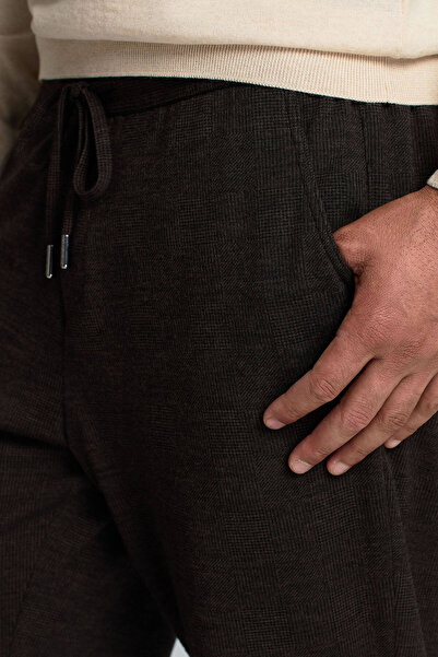 Hemington İtalyan Yün Bağcık Detaylı Kahverengi Relax Pantolon