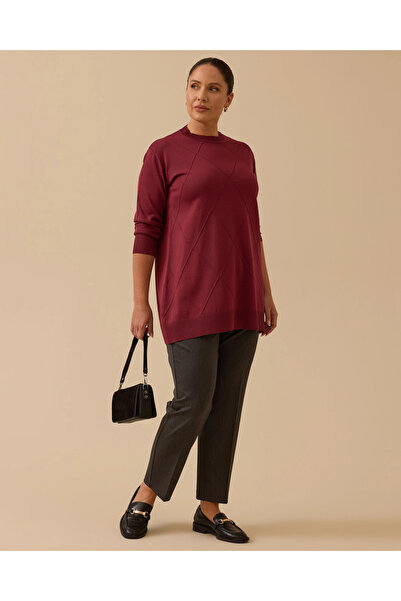 Gala-Xi Plus Size Patterned Basic Knitwear Tunic