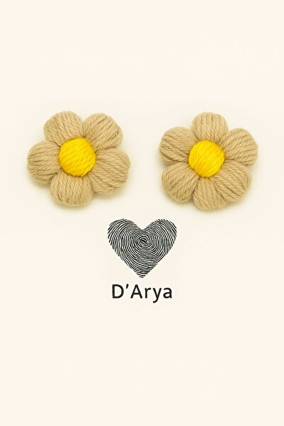 Darya Dd511 Hand Knitted Baby Beige Yellow Floral Hair Clip Hairpin (Set of 2...