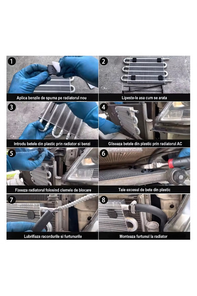 HYDER Radiator de racire ulei transmisie, 8 randuri, aluminiu, universal, 305x254mm, kit montare, furtun