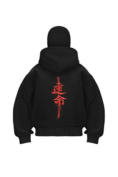 Gofeel Red Katana Baskılı Kar Maskeli Ninja Unisex Sweatshirt Hırka