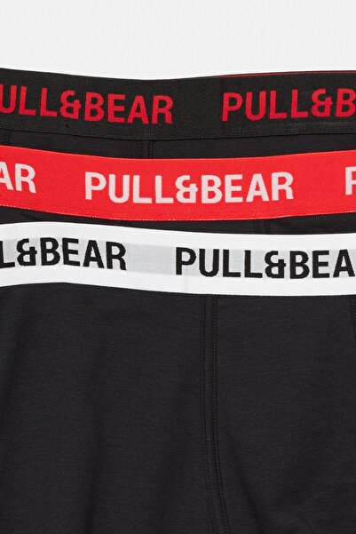 Pull & Bear 3'lü kırmızı logolu boxer paketi
