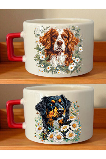 lili hediyelik كوب قهوة مطبوع عليه كلب وزهرة الأقحوان - هدية عيد ميلاد للأم، ...