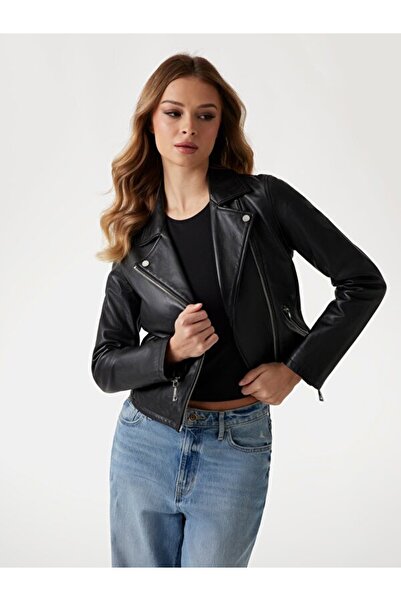 Guess Real Kadın Deri Biker Ceket