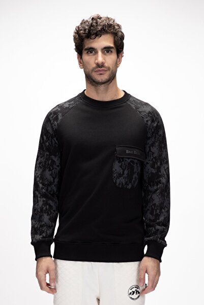 Bad Bear Deep Siyah Crewneck Erkek Baskılı Sweatshirt