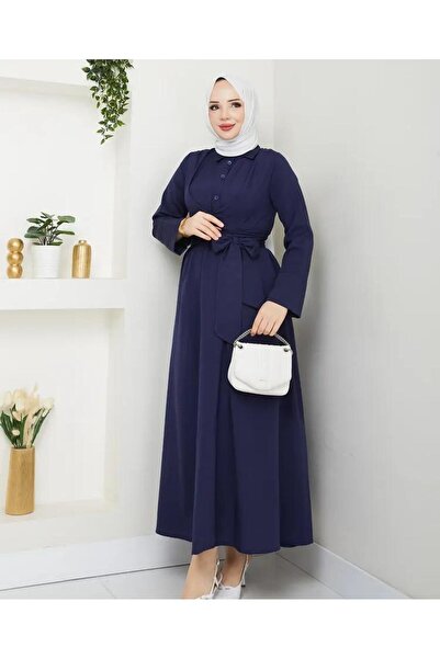 Giza Giyim Γυναικείο φόρεμα χιτζάμπ με κουμπιά με σταθερή ζώνη με κουμπιά