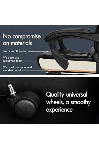 VariFurnx Ergonomic Office Desk Computer Chair PU Leather Swivel High-Back Reclining Chair Home Gaming Chair