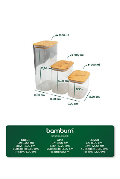 Bambum Thork 3-Piece Spice Rack and Storage Container Set