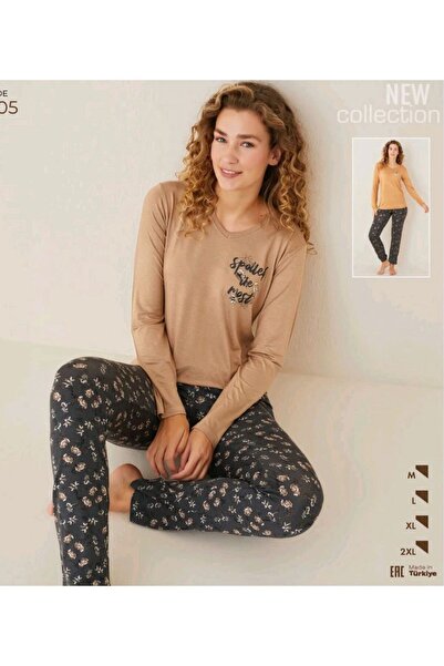 MASSİMO CALZE SET DE PIJAMĂ DE FEMEI CU MÂINI LUNGĂ DE VISCOZĂ, CU CADOU SURP...