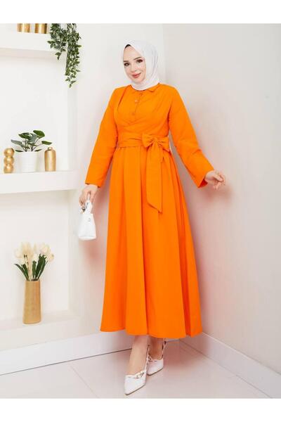 Giza Giyim Γυναικείο φόρεμα χιτζάμπ με κουμπιά με σταθερή ζώνη με κουμπιά