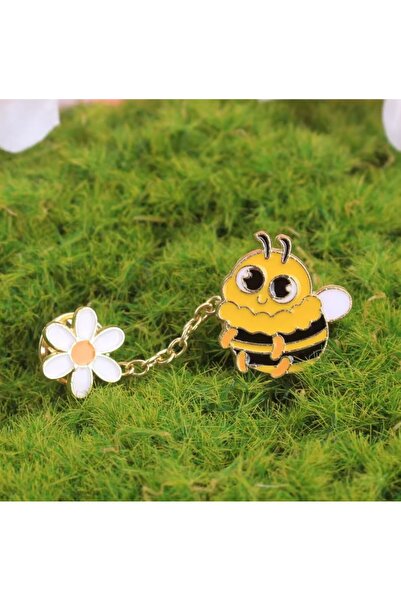 iğne izi Arı ve Papatyalı Broş, çocuk broş iğneli broş klipsli broş yaka broş...