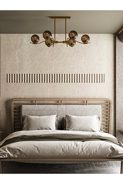 avizade MERLA2 6’lı Eskitme Metal Bal Camlı Avize | Modern Salon Sarkıt Aydın...