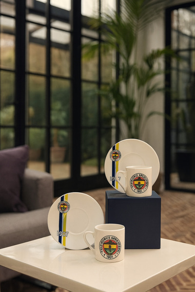 Davet Fenerbahçe Lisanslı El Yazılı 6 Kişilik Kahve Fincan Takımı-1