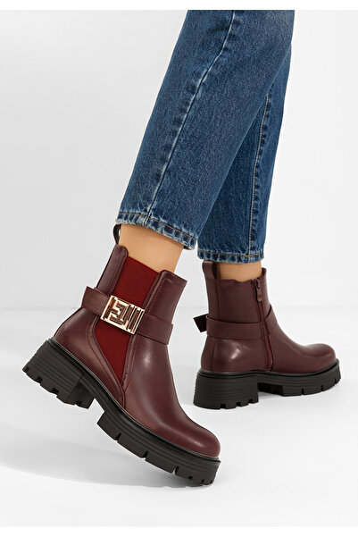 B T Shoes členkové čižmy Arlleta bordo