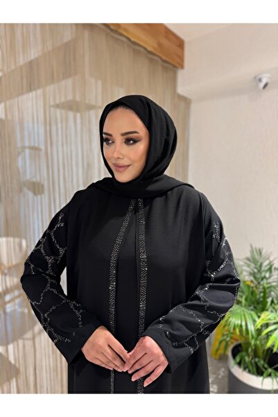 NİLNUR MODA Stone Striped Plus Size Mother's Dress