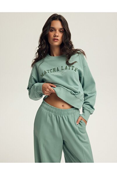 Bloovii Hanorac de damă cu guler rotund, mânecă lungă, croială relaxată, Matc...