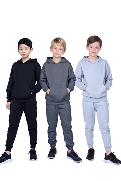 FYK COLLECTİON SET DE 3 PIESE DE TRENING BAZIC FĂRĂ IMPRIMARE CU CAPĂTĂ, BUCĂ...