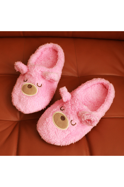 OEM Fluffy and comfortable slip-on slippers for women, cute teddy bear pattern, 31508-02