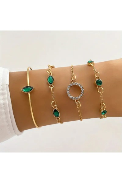 Feronnucci طقم أساور نسائية من الحجر الأخضر مكون من 4 قطع 0318