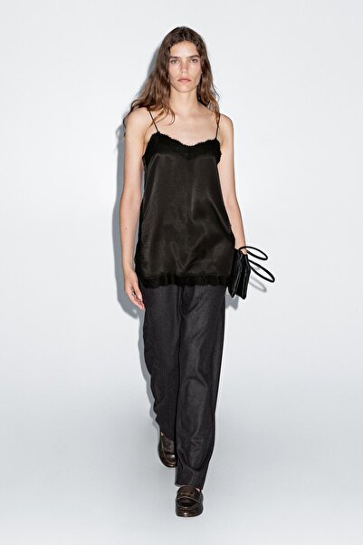 Massimo Dutti Yırtmaç detaylı kamisol top