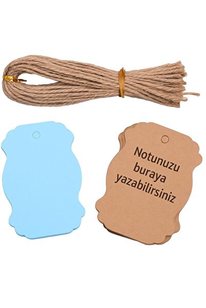 naturevo 50 Adet Kraft Etiket Erkek Bebek Süsü Jüt İp İle Bİrlikte 5*7 cm