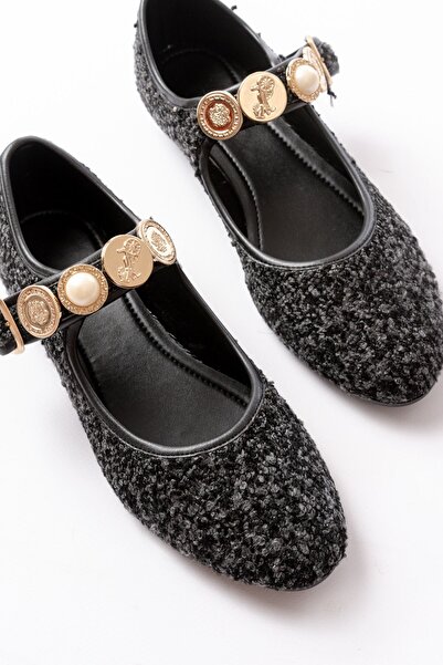 Budi Inf-6363 Black Towel Patterned Helmet Buckle Casual Shoes