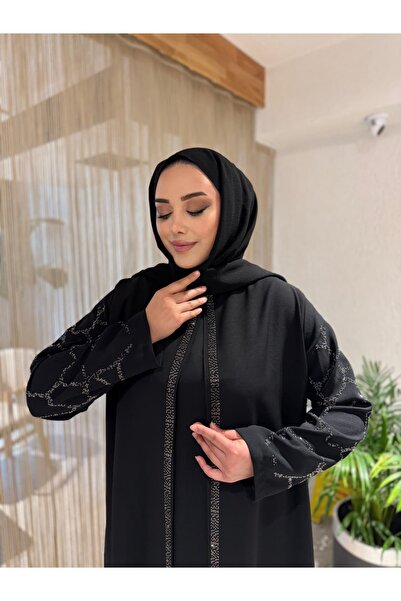 NİLNUR MODA Stone Striped Plus Size Mother's Dress