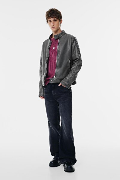 Pull & Bear Gri suni deri ceket