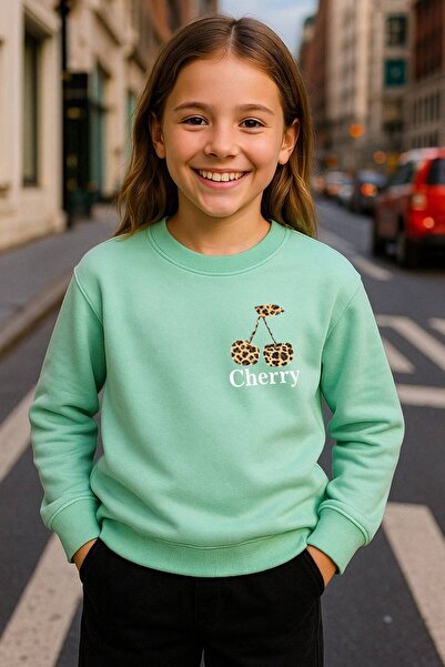 LePold Girl's Crew Neck Three Thread Ribbed Winter Sweatshirt