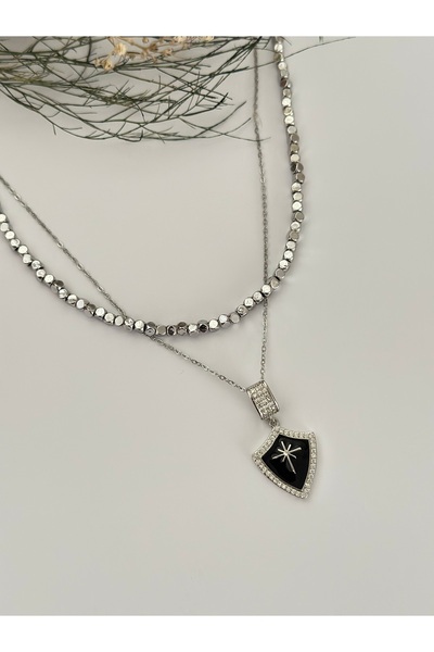 mibrillo قلادة وقلادة مكعبة من حجر الزركون الفضي اللون مع تفاصيل سيريوس. قلاد...