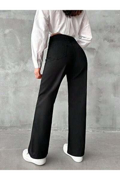 BALİNA Baggy Likralı Siyah Schoolcore Unisex Pantolon