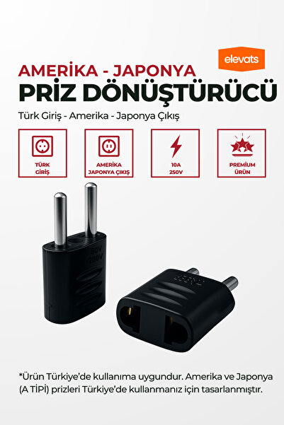 Elevats Premium A Tipi Priz Dönüştürücü | Amerika & Japonya Fişlerini Türkiye Prizine Uyarlayan Adaptör