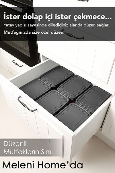 Meleni Home 2 Adet Etiketli Derin Erzak Saklama Kabı - Bakliyat Şeker Un Kabı Gıda Erzak Kutusu 3700 ml Şeffaf