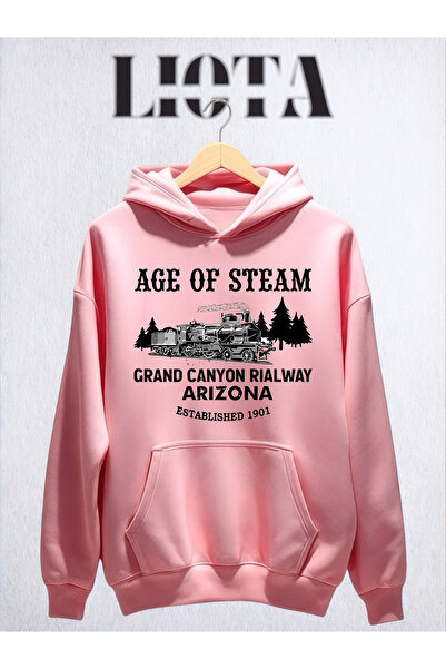 Vordevia Hanorac supradimensionat din bumbac cu 3 fire, imprimat cu Age Of Steam