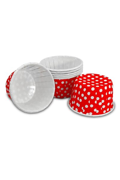 KENT Muffin/Cupcake Cake Mold/Container Capsule, Oven Safe, Air Fryer Compatible, Red Dot 50-Pack