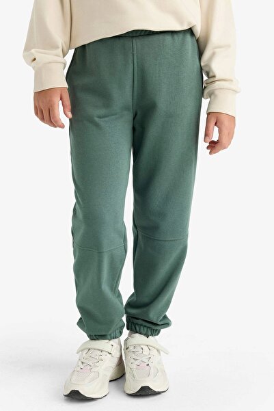 DeFacto F0389 Yeşil Kız Çocuk Beli Lastikli Jogger Eşofman Altı