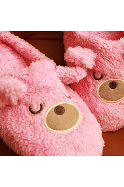 OEM Fluffy and comfortable slip-on slippers for women, cute teddy bear pattern, 31508-02