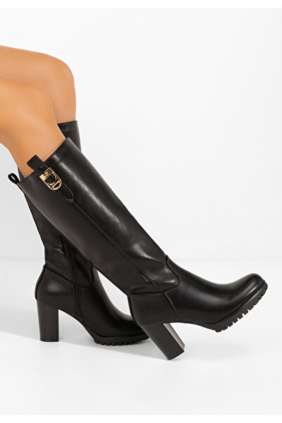 B T Shoes Cizme cu toc gros Lorisea negre