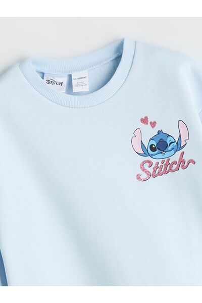 LC Waikiki LCW Kids Stitch Baskılı Kız Çocuk Sweatshirt ve Tayt 2'li