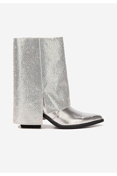 B T Shoes Stribrné kotníkové boty cowboy Zafira