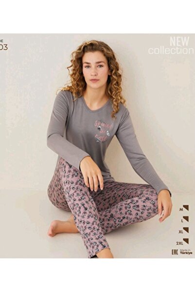 MASSİMO CALZE SET DE PIJAMĂ DE FEMEI CU MÂINI LUNGĂ DE VISCOZĂ, CU CADOU SURP...