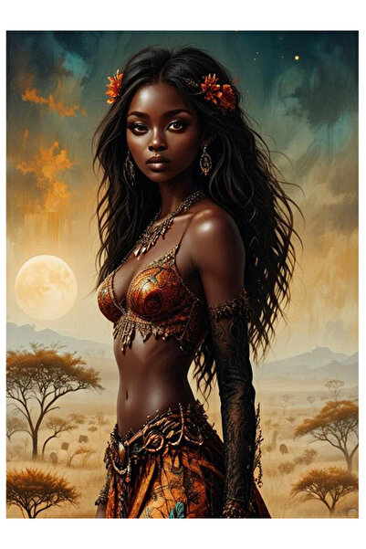 Bedeko Afrikalı Güzel Kadın Resmi Mdf Ahşap Tablo