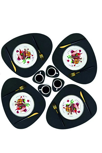 Tekin Store طقم من 4 قطع من أدوات المائدة الأمريكية و4 قطع من حاملات الأكواب ...