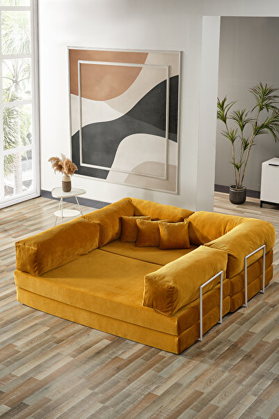 Evdemo Legom Petek Aktivite Koltuğu Yatak Olabilen Çok Amaçlı Kanepe L Koltuk Hardal